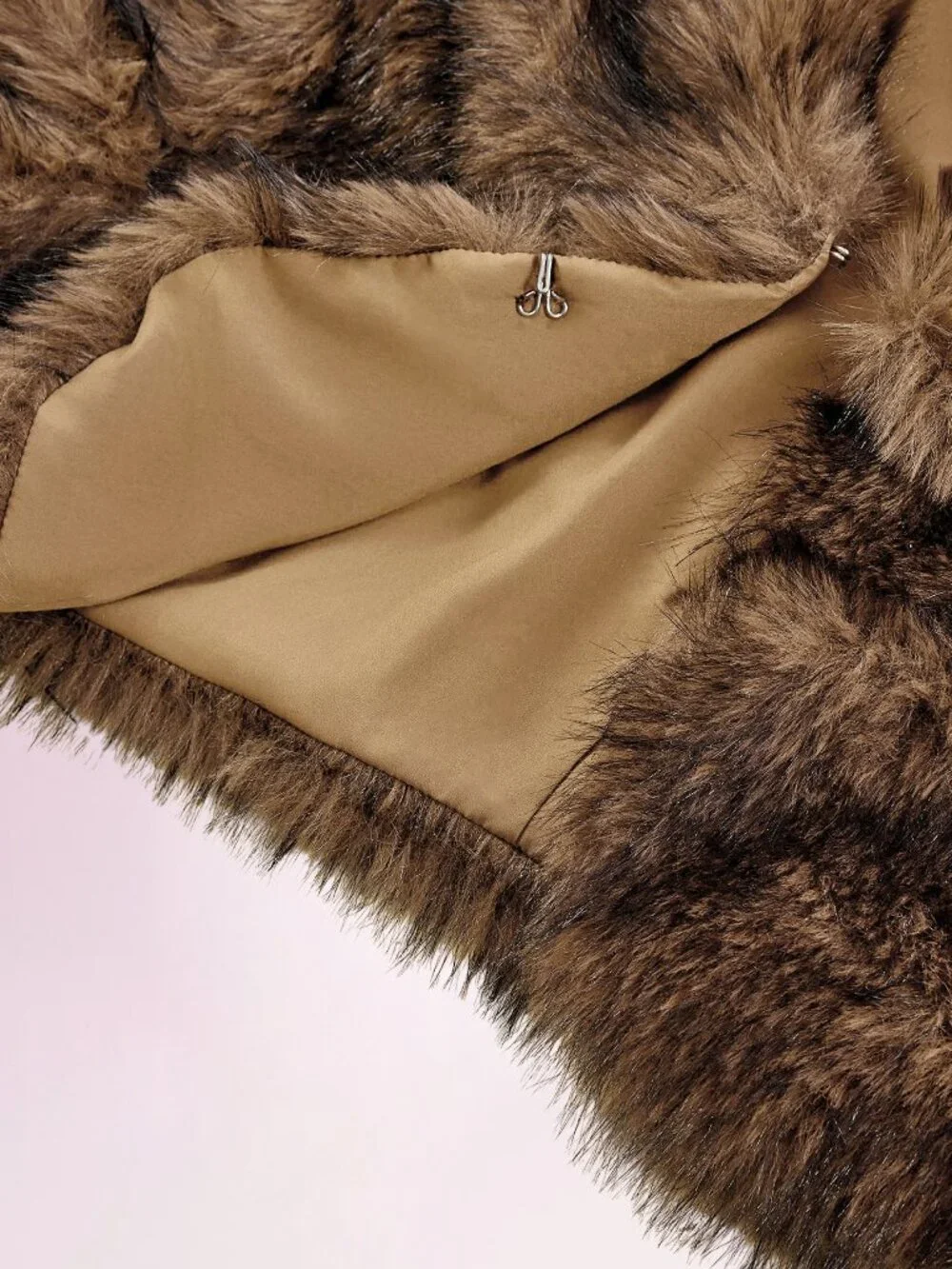 Brown Party Women's Cropped Faux Fur Jacket